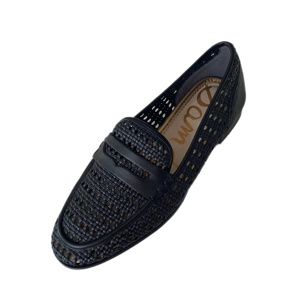 NWOT Sam Edelman Leora Woven Black Leather Loafers Flats Shoes Women’s Size 7.5
